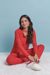 HI&BYE Pijama largo canal&eacute; suave rojo rojo