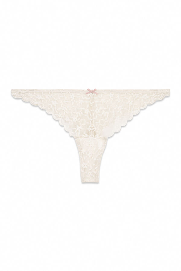 Women'secret Cueca brasileira de renda cinza cinzento