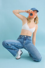 HI&BYE Sutiã triangular cinza sem costuras com copas removíveis cinzento