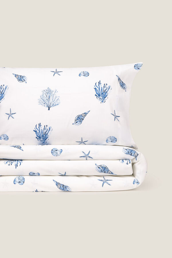 Textura Capa de edredão de algodão com motivos marinhos azul