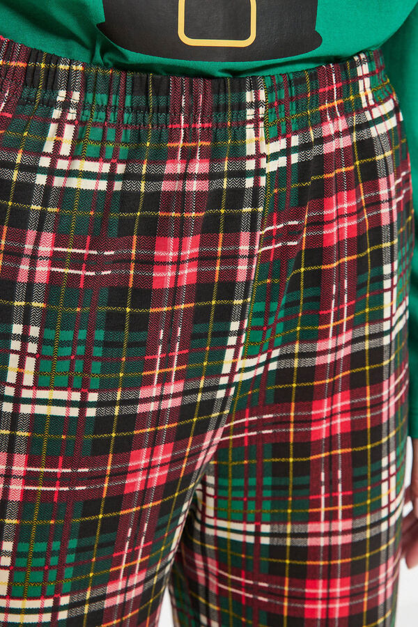 Trendyol Conjunto pijama cuadros Navidad Pap&aacute; No&eacute;l verde