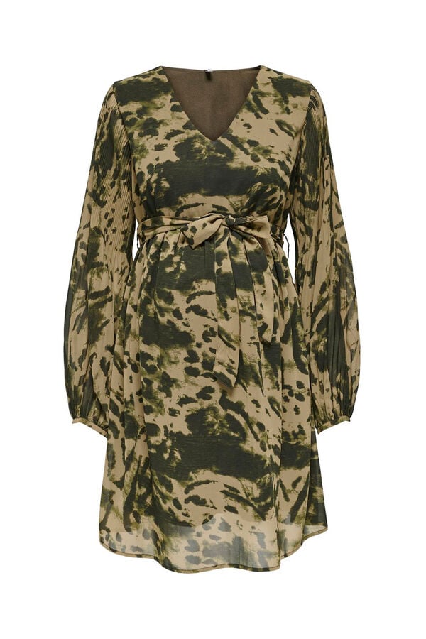 Only Maternity Vestido midi pré-mamã estampado manga comprida cinzento