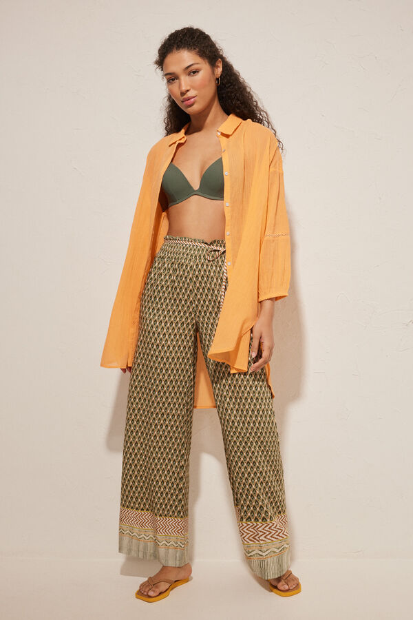 Women'secret Pantal&oacute;n viscosa estampado verde estampado