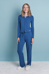 HI&BYE Pijama largo canal&eacute; suave azul estampado