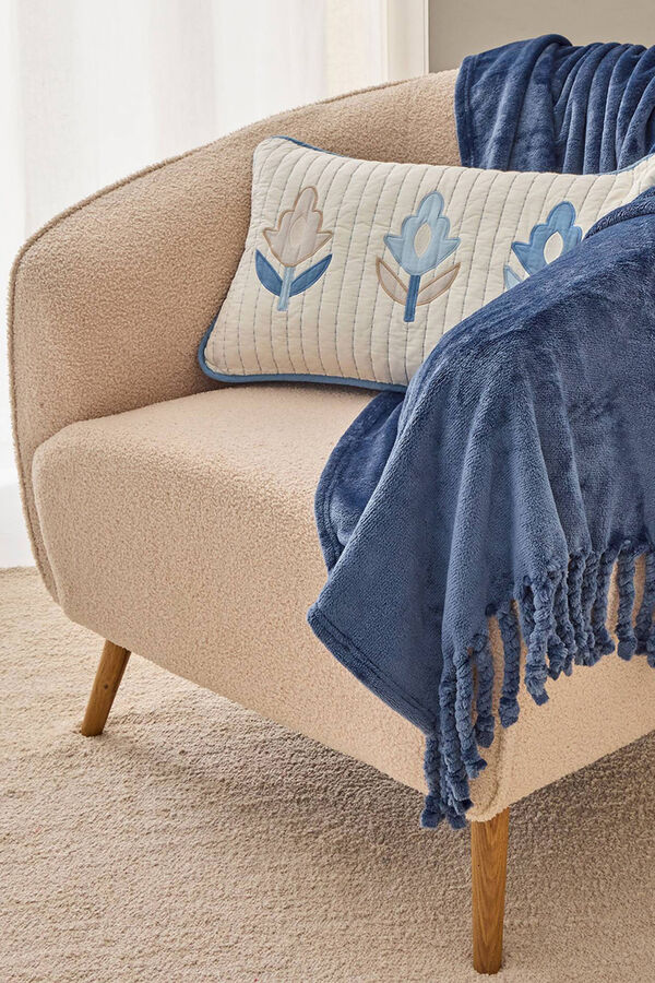 Textura Manta polar flecos azul