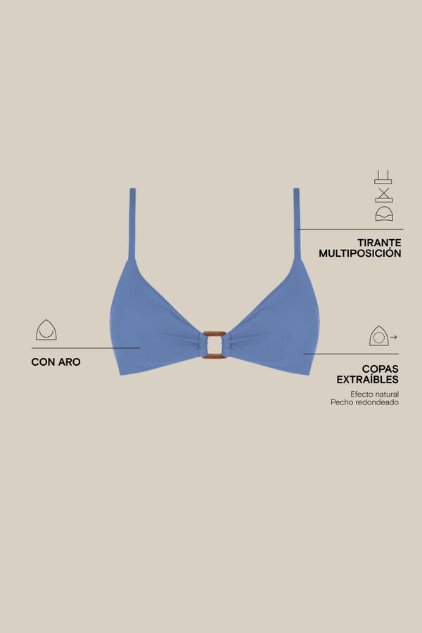 Women'secret Top bikini triangular azul azul