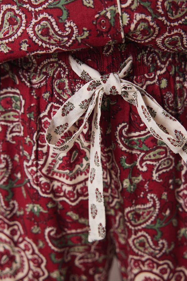 Women'secret Pijama camisero franela rojo paisley estampado