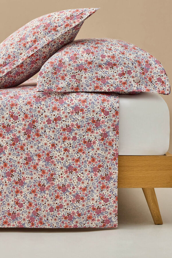 Textura Funda n&oacute;rdica algod&oacute;n sostenible flores azul