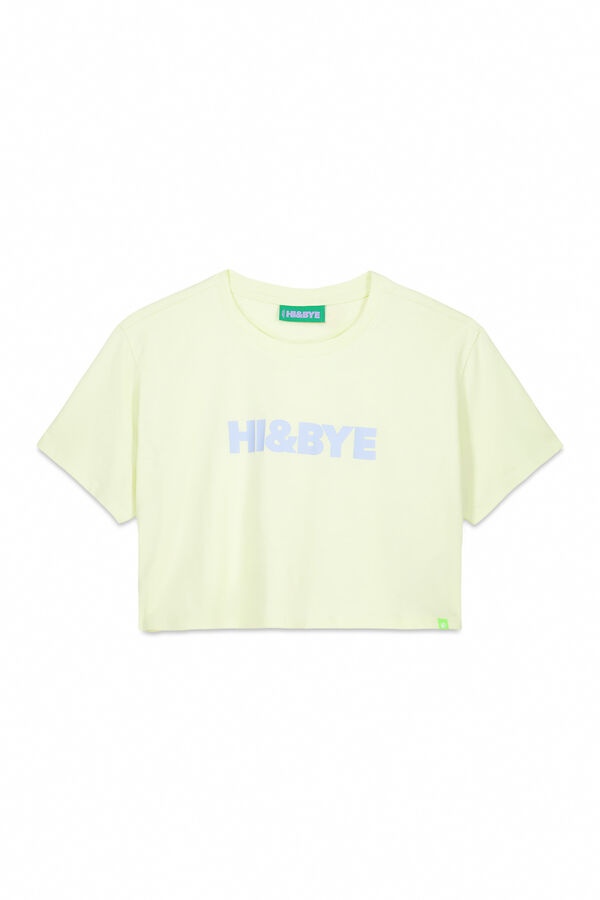 HI&BYE Camiseta 100% algod&atilde;o amarela estampado
