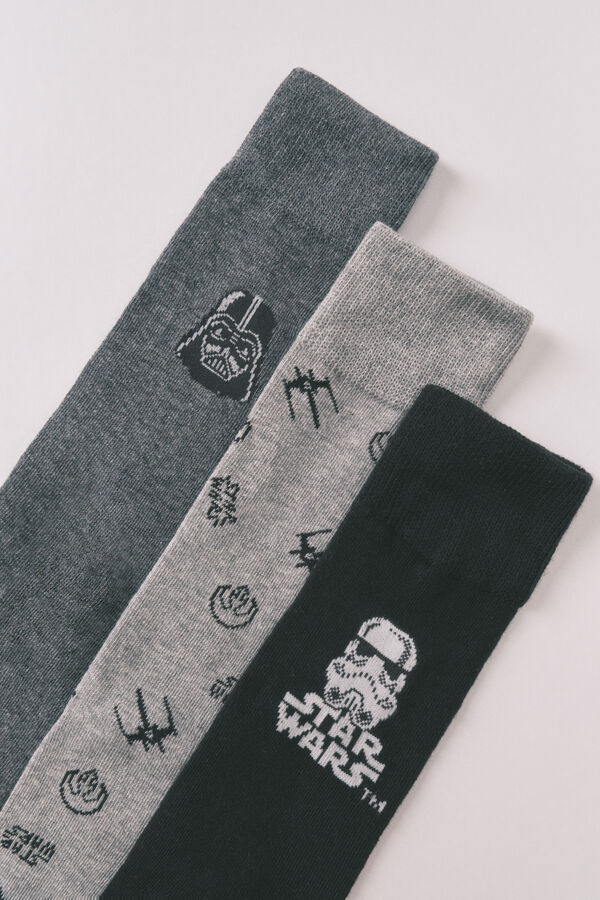 Women'secret Pack com 3 meias longas de algod&atilde;o Star Wars cinzento