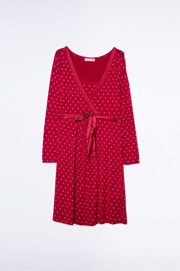 Ohma! Camis&oacute;n lactancia m/l estampado corbater burdeos