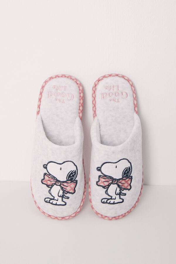 Women'secret Zapatilla casa destalonada Snoopy gris rosa