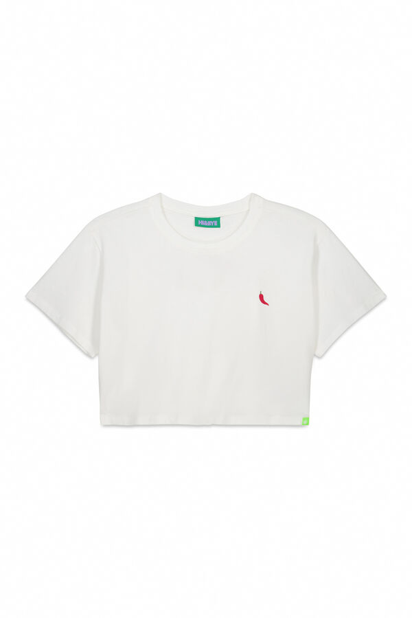 HI&BYE Camiseta 100% algod&atilde;o marfim bege