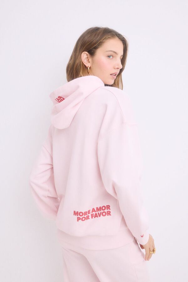 HI&BYE Sweatshirt de capuz rosa de algod&atilde;o rosa