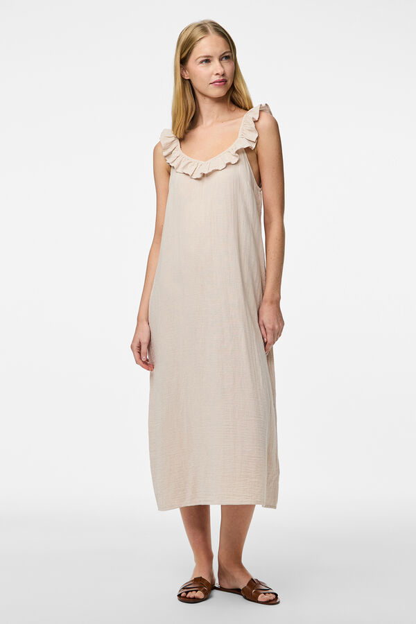 Pieces Vestido largo de algod&oacute;n gris