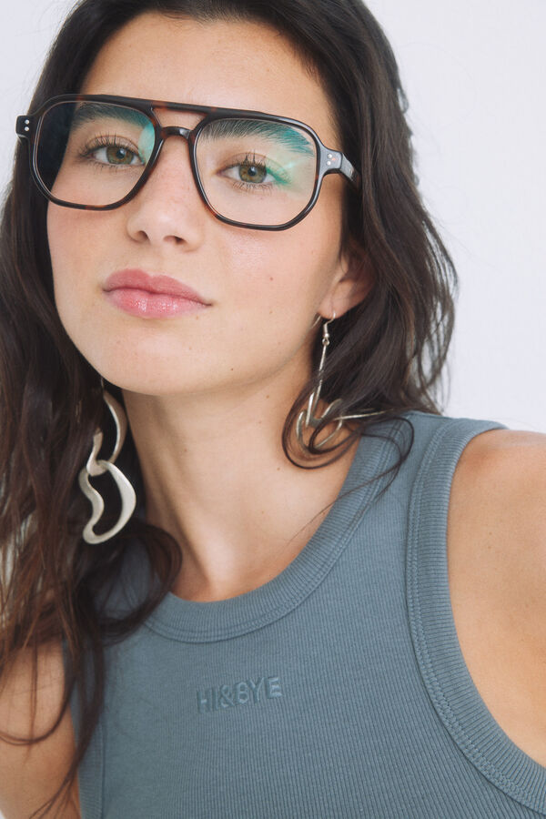 HI&BYE Crop top algod&atilde;o gris cinzento