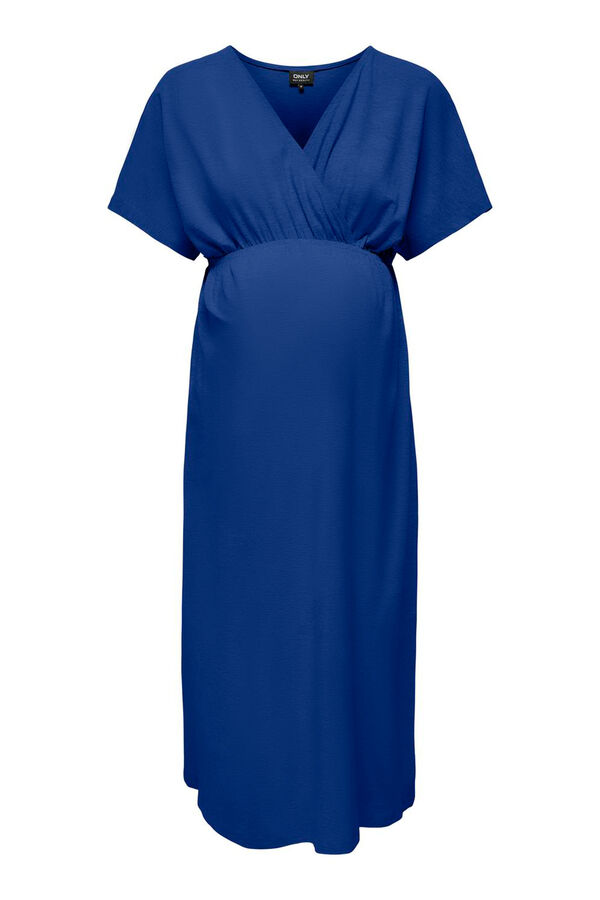 Only Maternity Vestido midi maternidad y lactancia azul