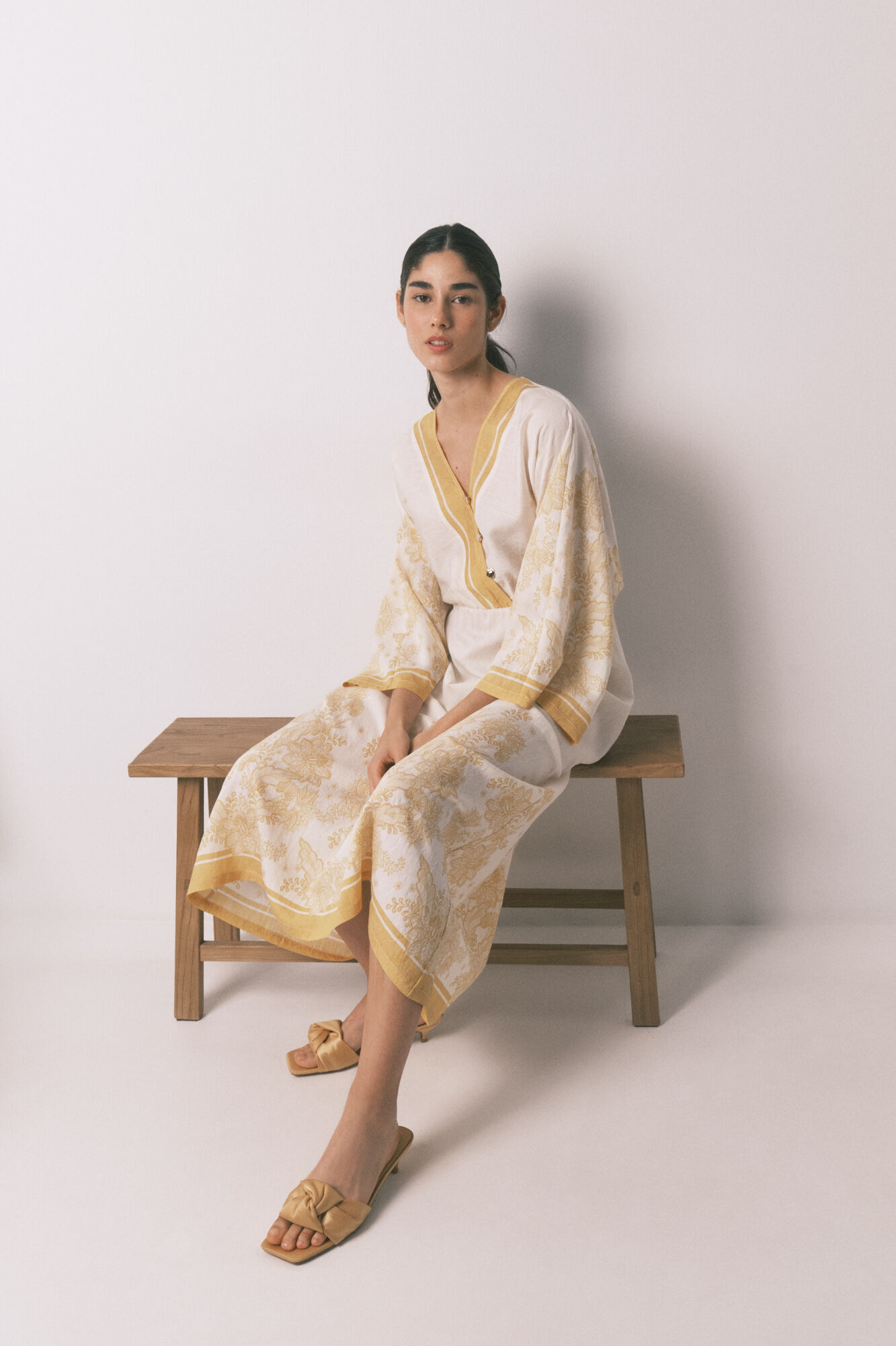 Women'secret Vestido caft&atilde; jacquard flores