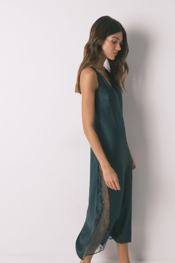 Women'secret Camis&oacute;n largo sat&eacute;n verde verde