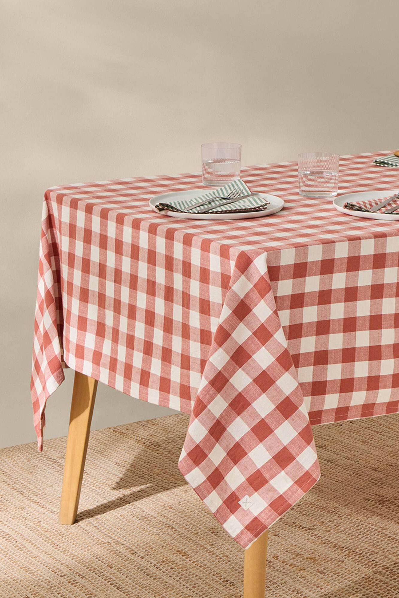 Textura Mantel algod&oacute;n cuadros vichy