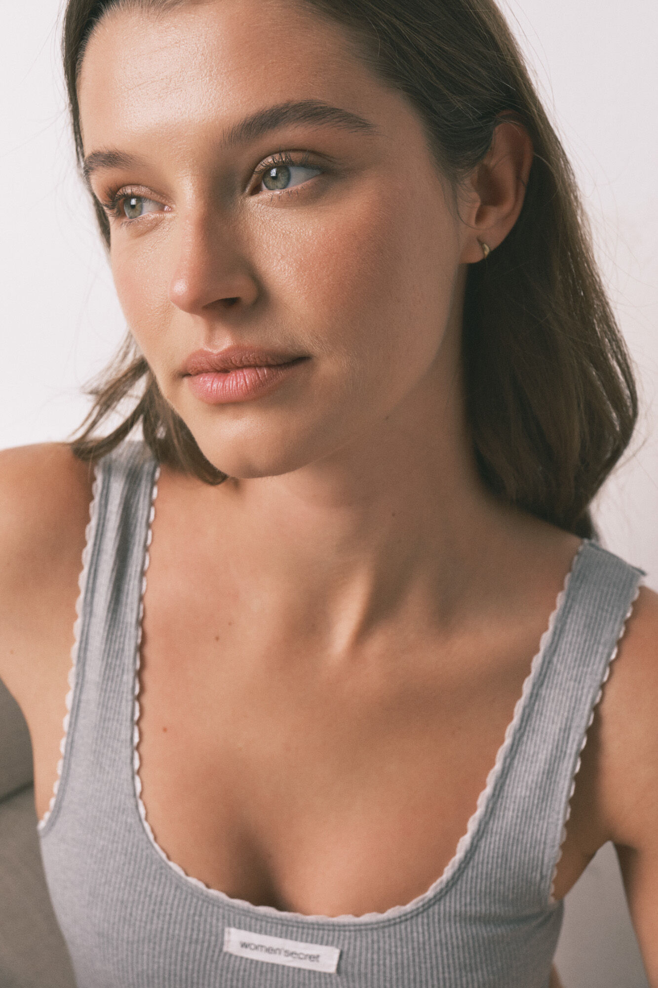 Women'secret Top sem costura canelado cinza
