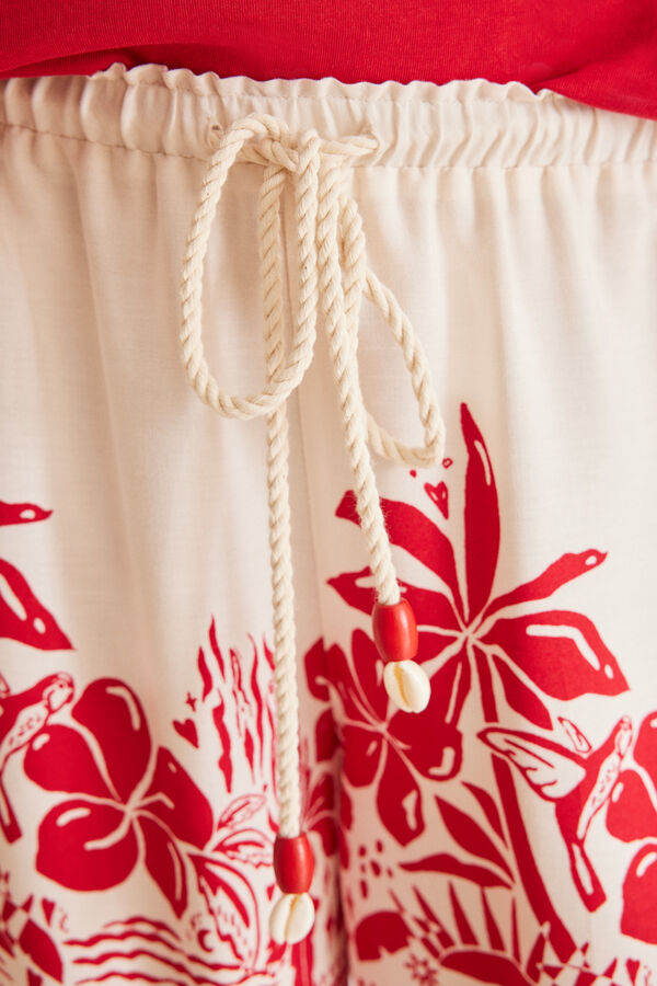 Women'secret Pantal&oacute;n corto viscosa estampado floral burdeos