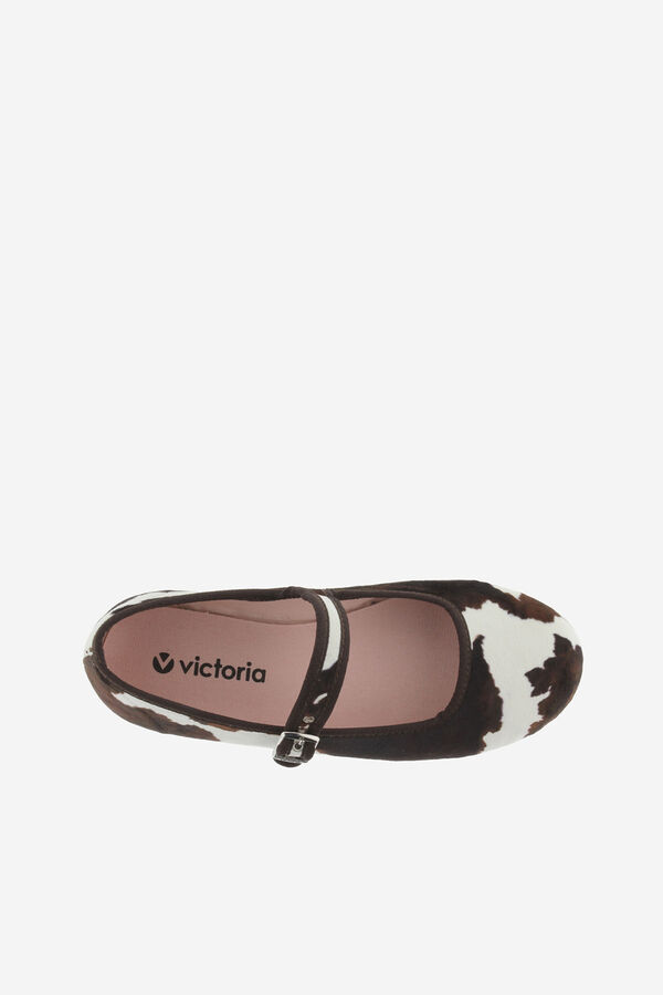 Victoria Bailarinas de terciopelo animal print blanco