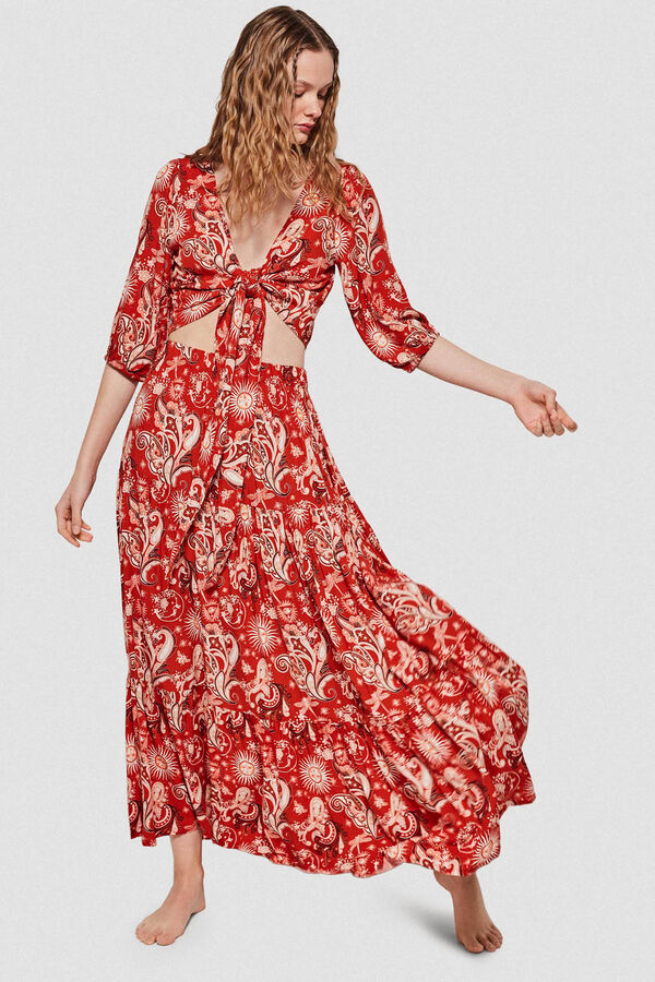 Gisela Falda larga estampada blanco