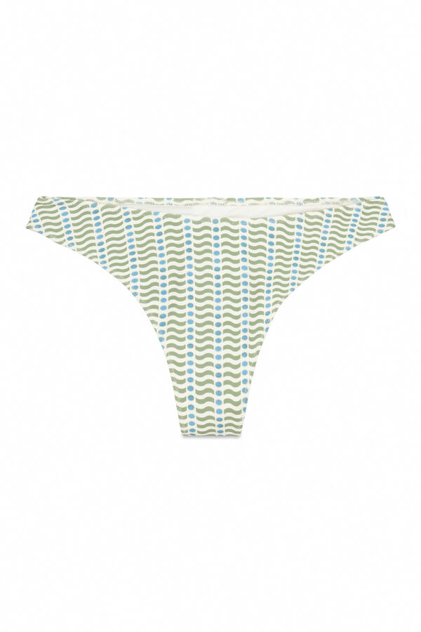 Women'secret Cueca de biqu&iacute;ni brasileira com estampado geom&eacute;trica verde