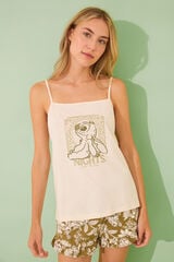 Women'secret Pijama curto de algod&atilde;o com al&ccedil;as Lilo&Stitch bege