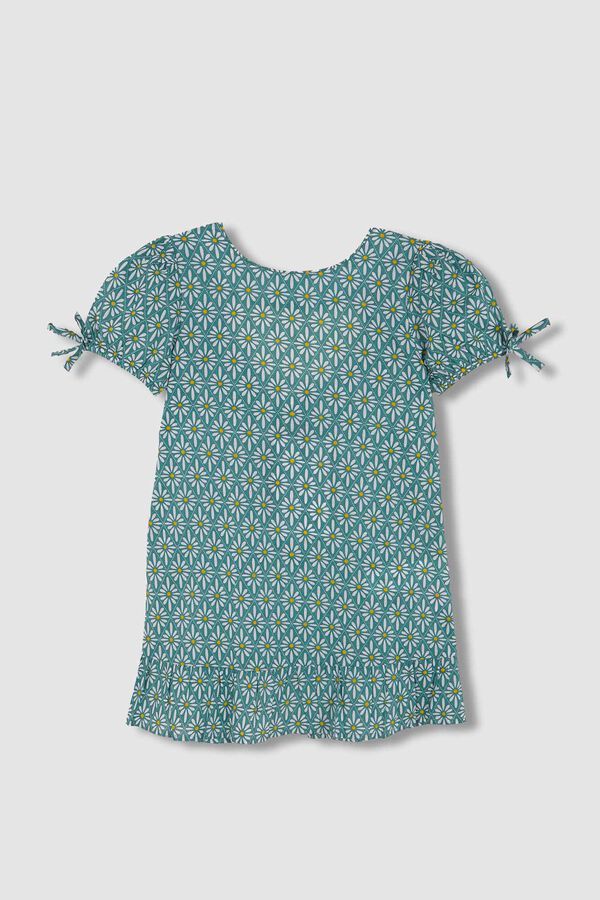 Gocco Vestido manga abullonada con estampado d azul claro turquesa