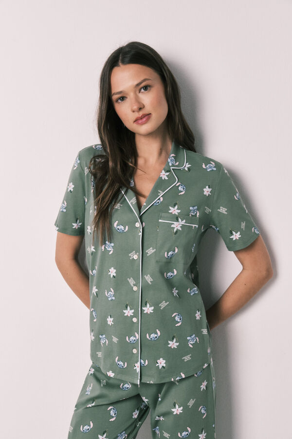 Women'secret Pijama camiseiro capri Stitch verde caqui