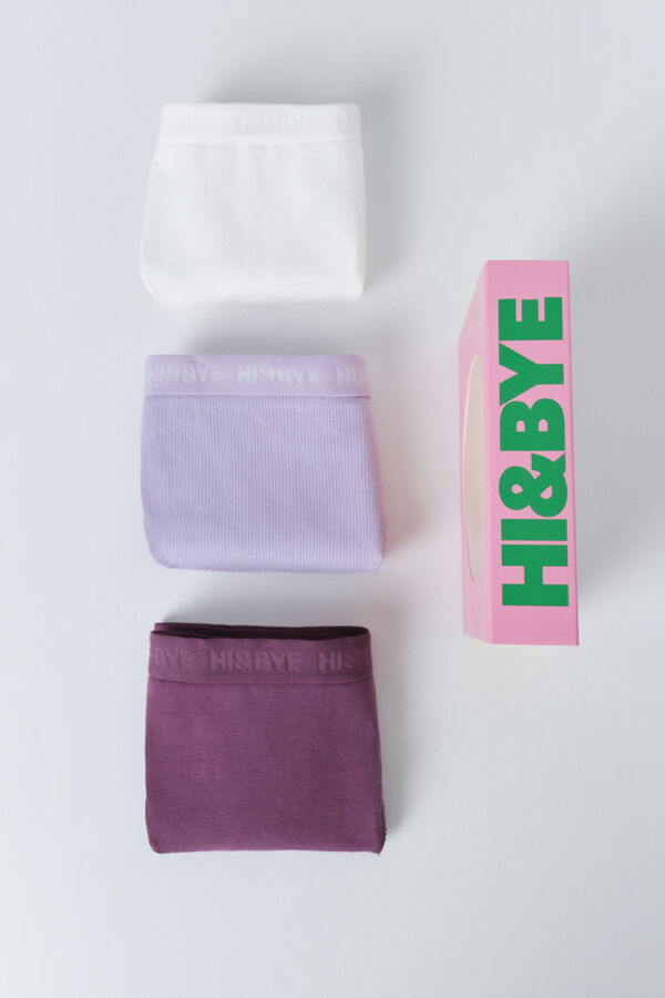HI&BYE Pack 3 tangas morado, lila, blanco blanco