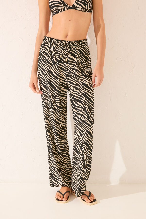 Women'secret Cal&ccedil;a comprida estampa animal  preto