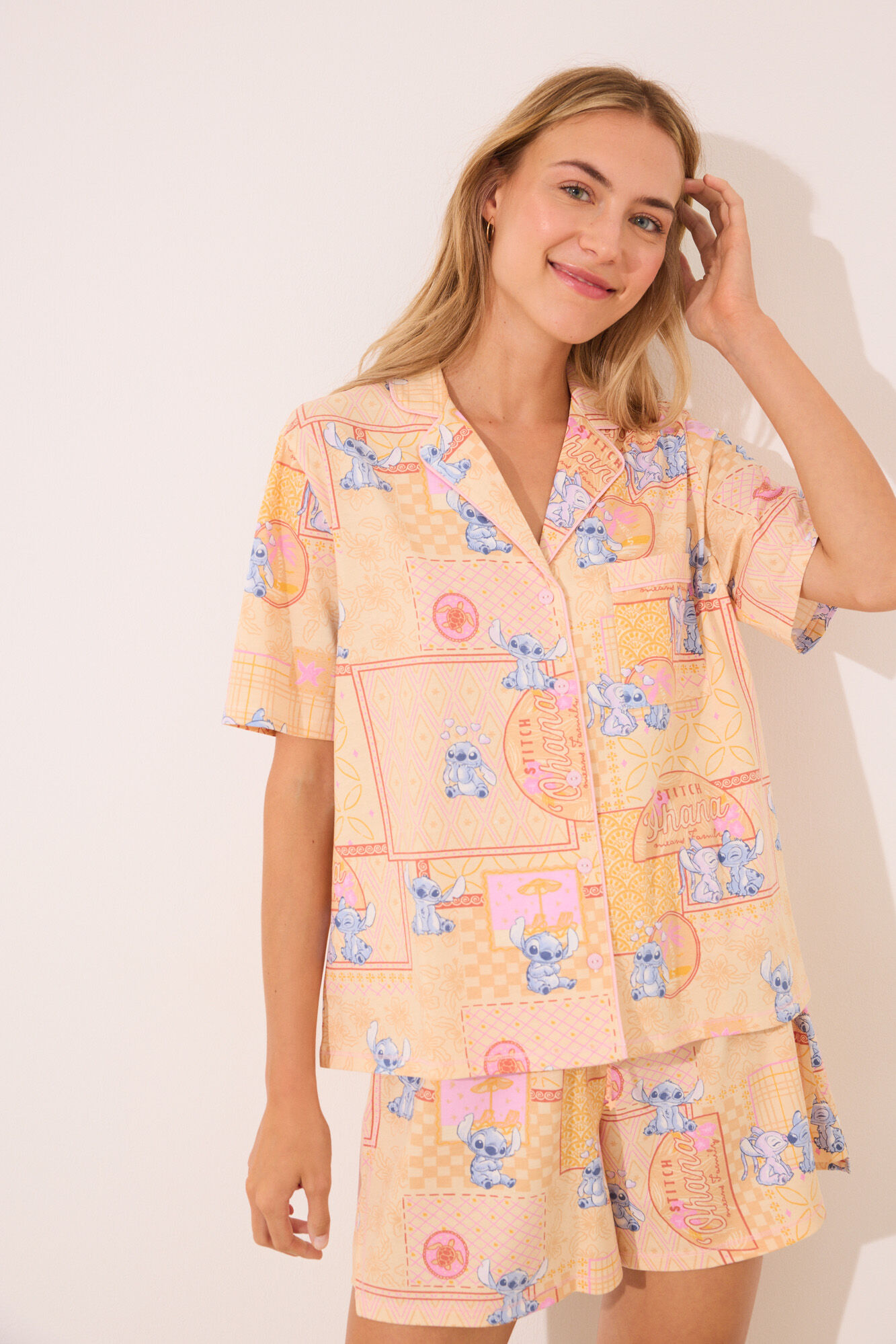 Women'secret Pijama corto camisero Lilo & Stitch 