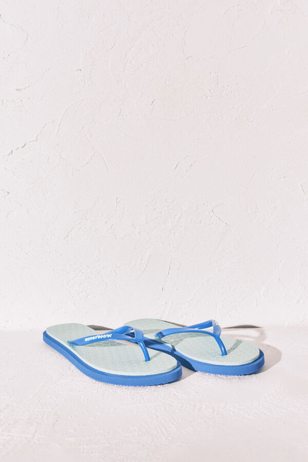 Women'secret Chanclas dedo textura floral azul verde