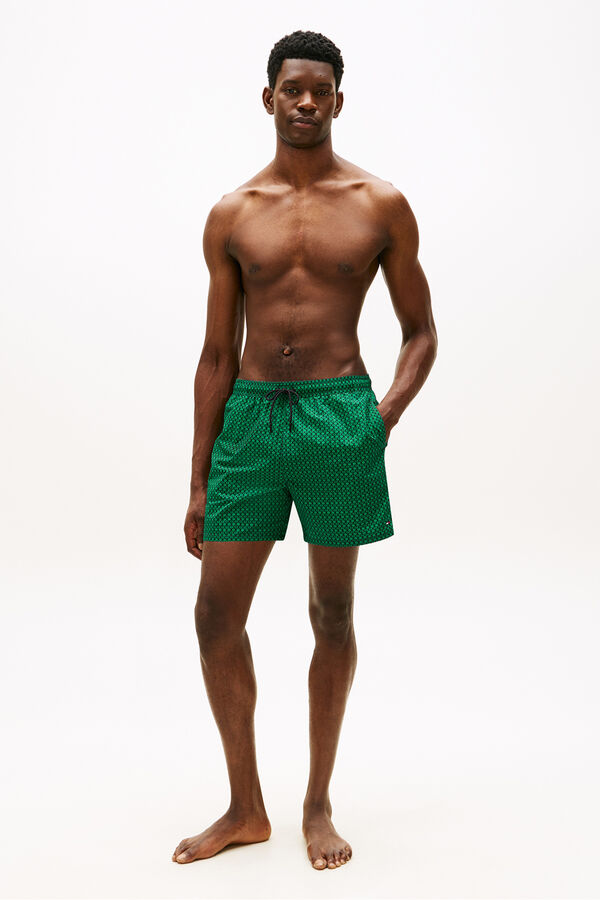 Tommy Hilfiger Ba&ntilde;ador hombre estampado geom&eacute;trico verde