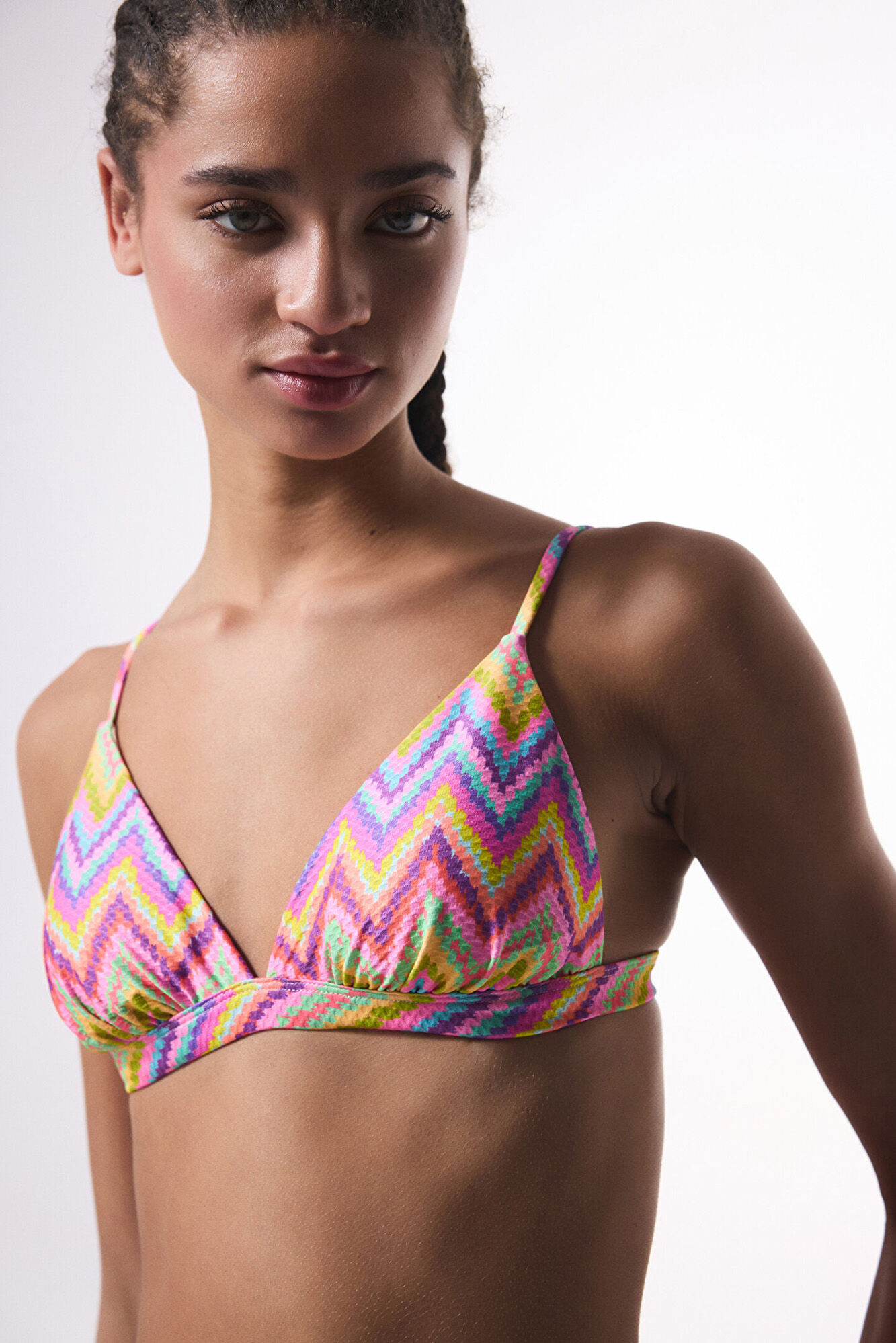Penti Top de bikini triangular zigzag