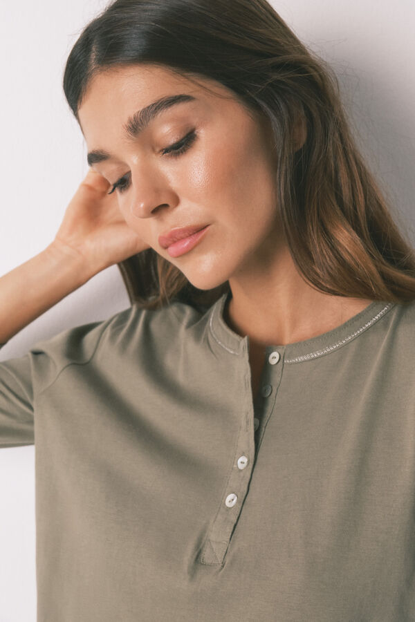 Women'secret Camiseta manga &frac34; 100% algod&oacute;n kaki  kaki