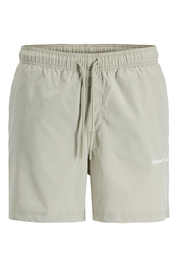 Jack & Jones Ba&ntilde;ador b&aacute;sico liso logo bordado verde