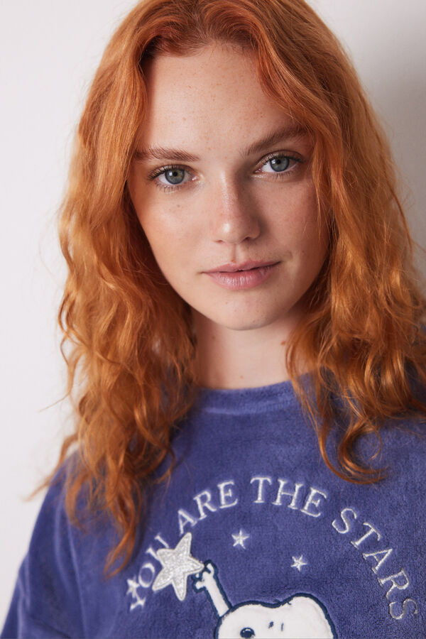 Women'secret Pijama comprido polar Snoopy azul