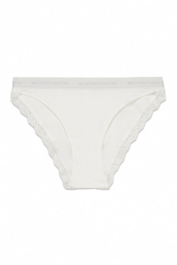 Women'secret Cueca cl&aacute;ssica de algod&atilde;o branco bege