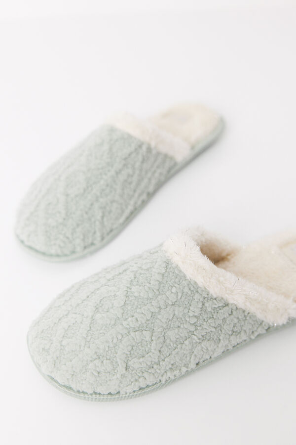 Women'secret Chinelos de tecido de pele verde estampado