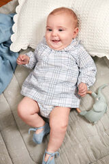 Gocco Vestido smock cuello volante azul claro azul