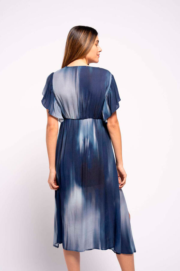 Ohma! Vestido pr&eacute;-mam&atilde; com estampado degrad&eacute; azul