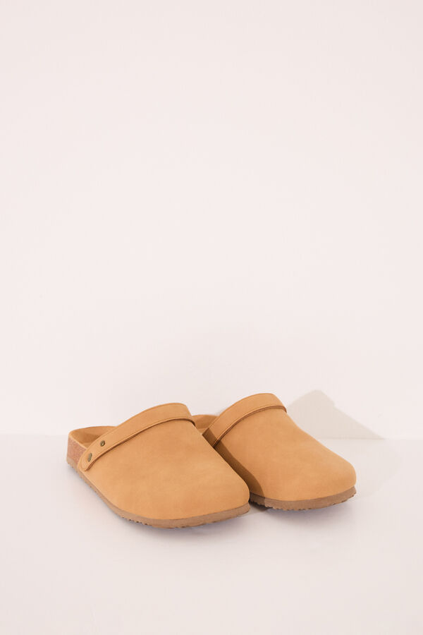 Women'secret Zapatillas tipo zueco camel beige