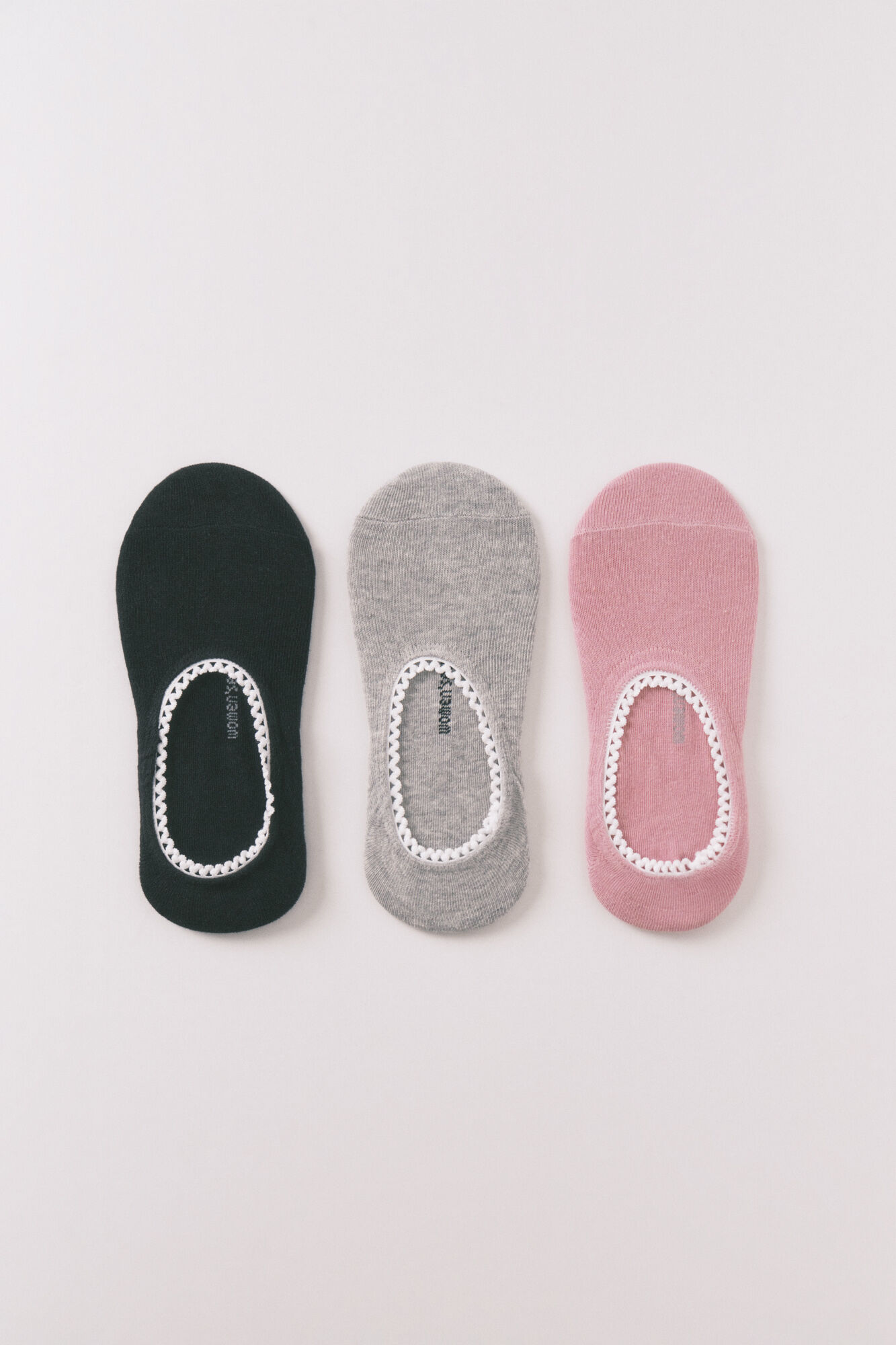 Women'secret Pack 3 meias invis&iacute;veis com logo branco