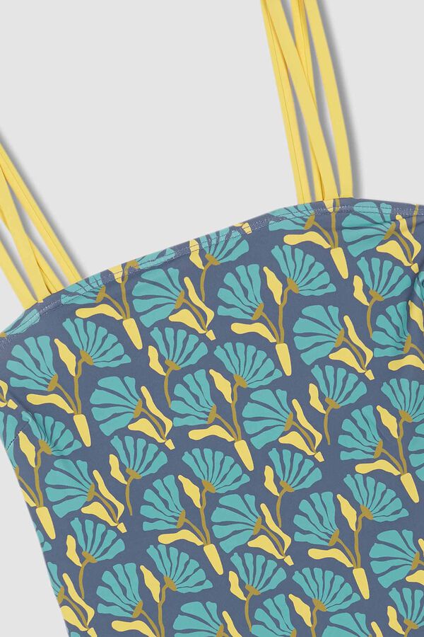 Gocco Ba&ntilde;ador madre de flores con contraste azul azul