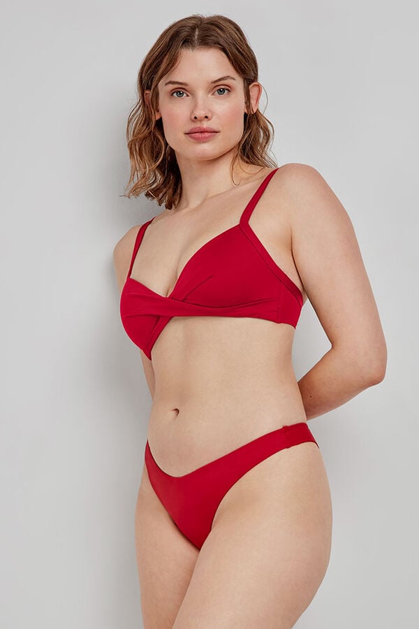 Gisela Top de biquíni preto com capacidade vermelho