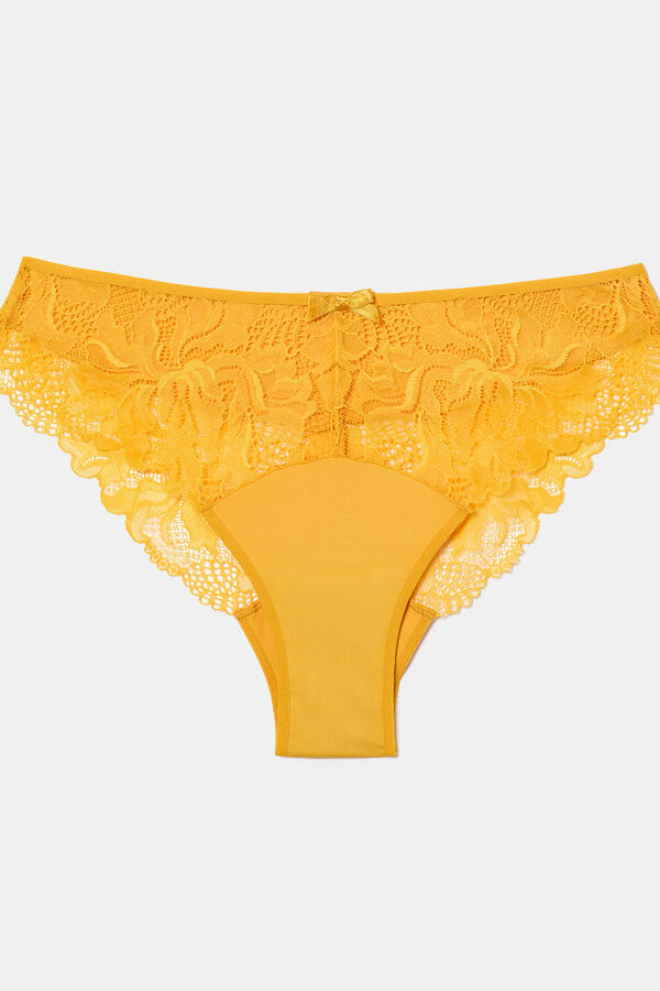 DIM Braga cl&aacute;sica con encaje Generous Essentiel  amarillo